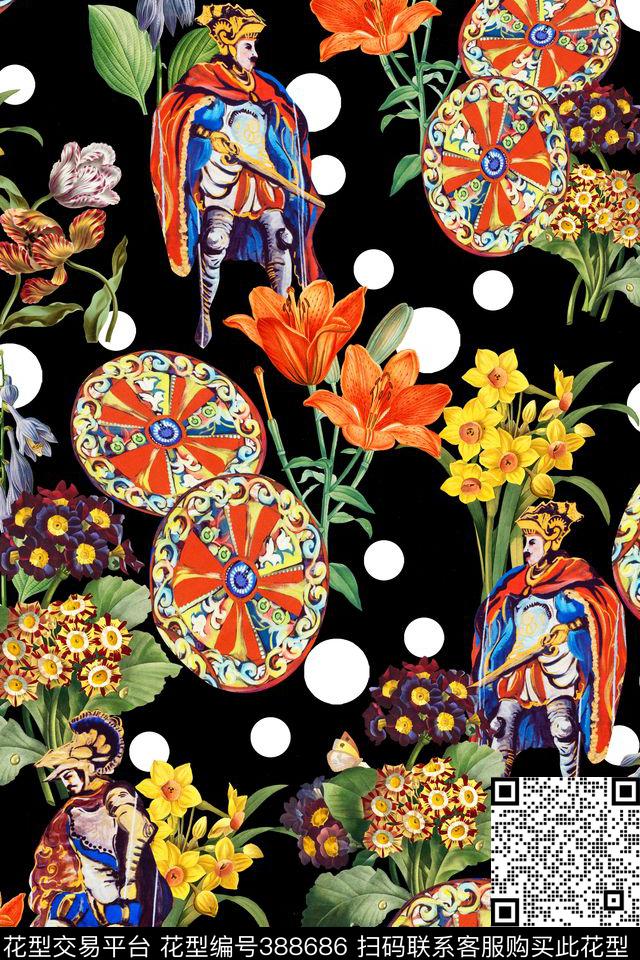 人像花卉抽象简洁数码印花华亿平台下载（图片编号: 388686） - 瓦栏（Walan）