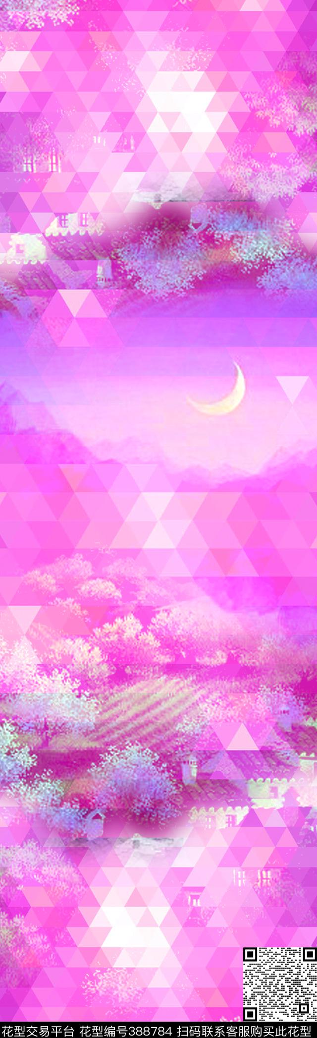 抽象风景数码印花华亿平台下载（图片编号: 388784） - 瓦栏（Walan）