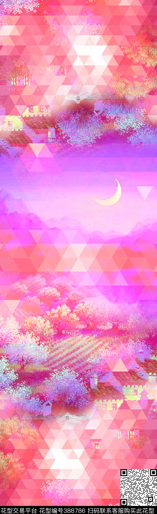 抽象风景数码印花华亿平台下载（图片编号: 388786） - 瓦栏（Walan）