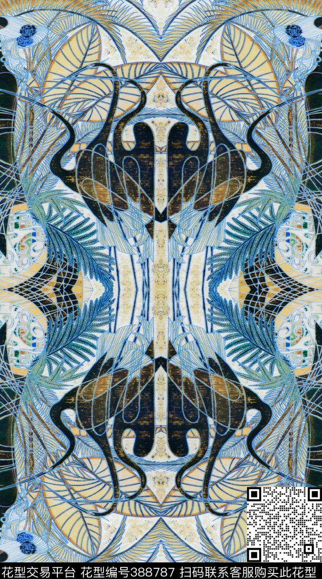 欧式民族油画数码印花华亿平台下载（图片编号: 388787） - 瓦栏（Walan）