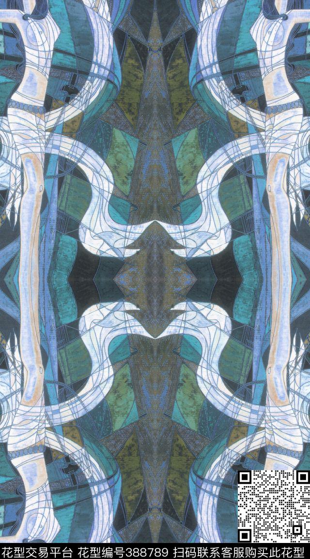 欧式民族抽象数码印花华亿平台下载（图片编号: 388789） - 瓦栏（Walan）