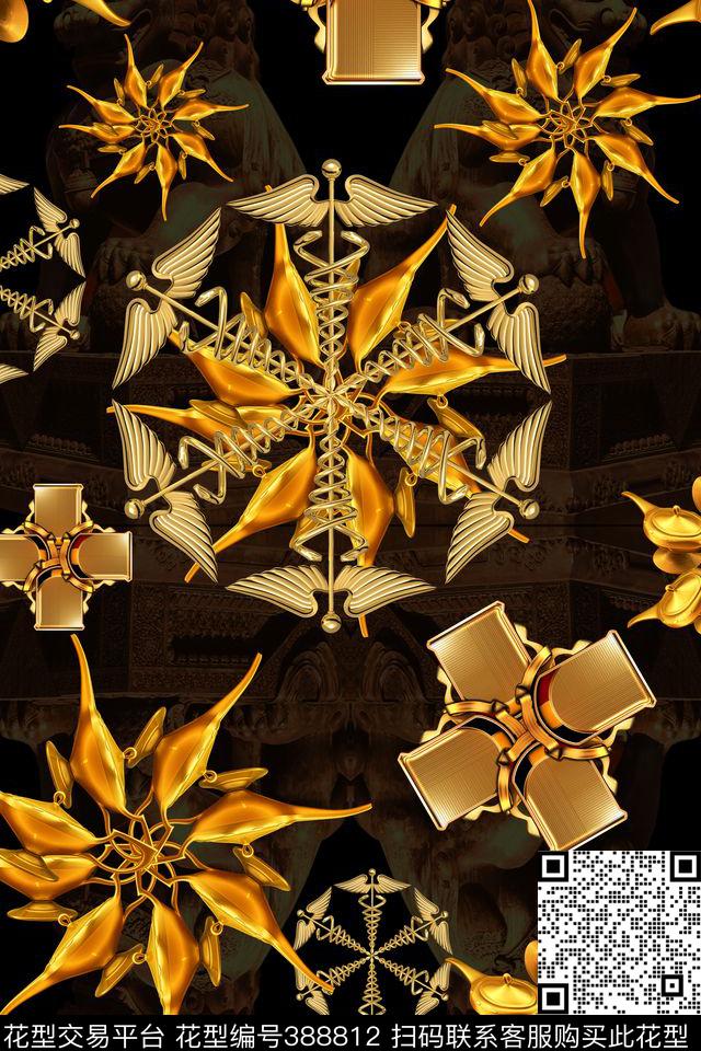 潮流复古华丽数码印花华亿平台下载（图片编号: 388812） - 瓦栏（Walan）