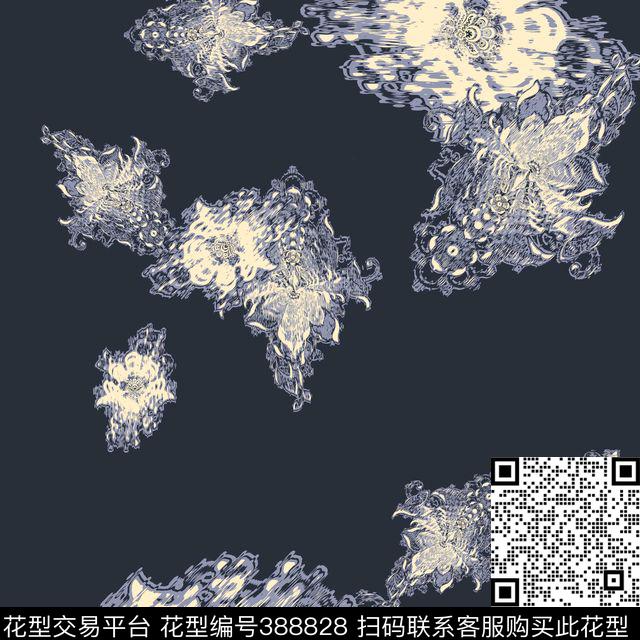 抽象大花定位流行传统印花华亿平台下载（图片编号: 388828） - 瓦栏（Walan）