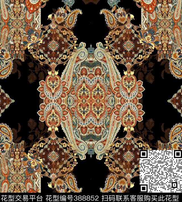 超级精细复古非洲波点花纹欧式复古传统印花华亿平台下载（图片编号: 388852） - 瓦栏（Walan）