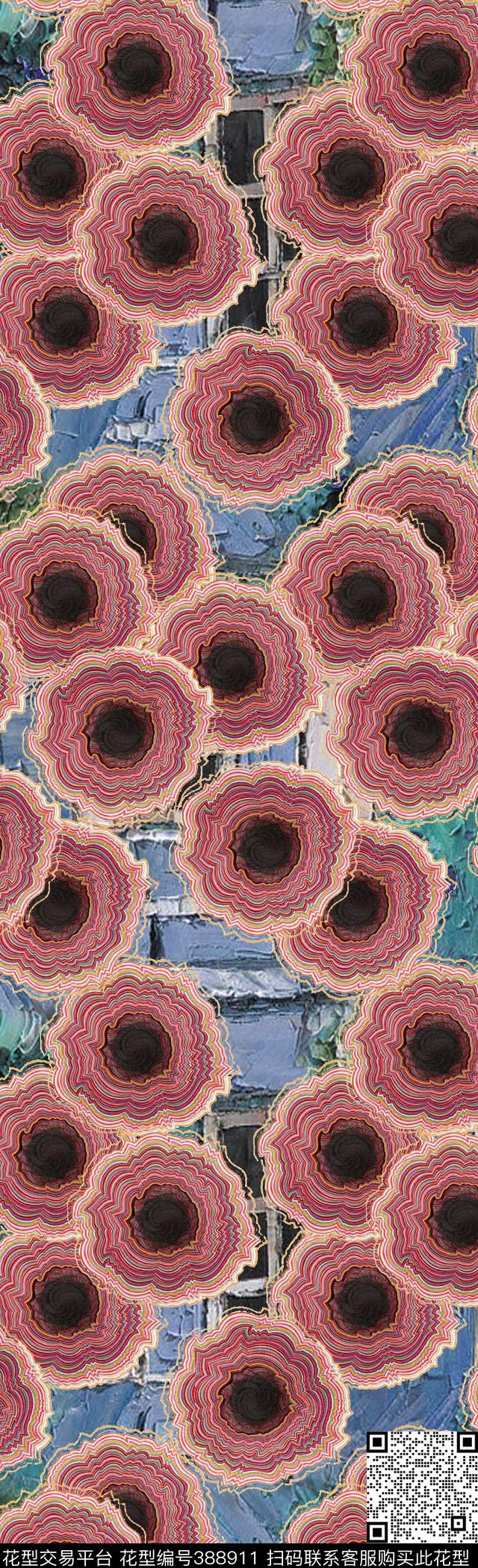 抽象水彩数码印花华亿平台下载（图片编号: 388911） - 瓦栏（Walan）