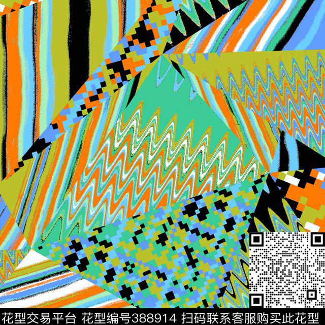 抽象几何流行传统印花华亿平台下载（图片编号: 388914） - 瓦栏（Walan）