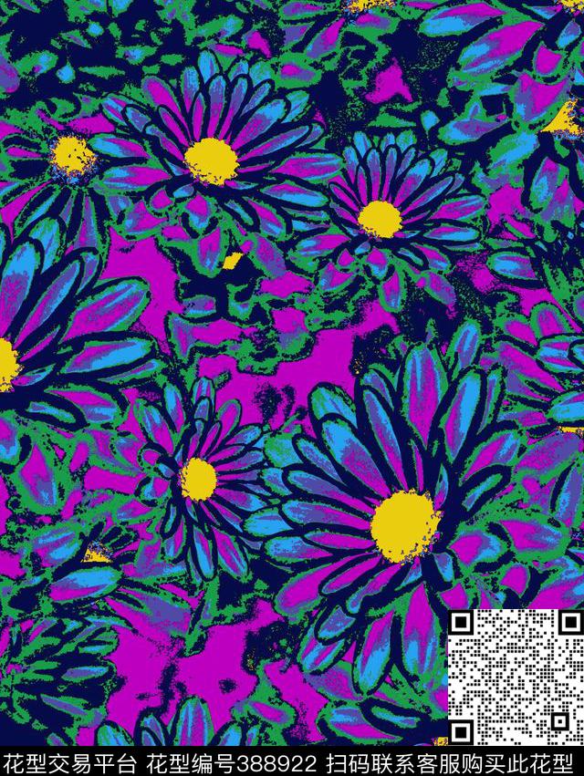 流行花卉流行现代传统印花华亿平台下载（图片编号: 388922） - 瓦栏（Walan）