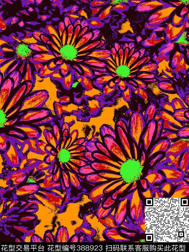 流行花卉流行现代传统印花华亿平台下载（图片编号: 388923） - 瓦栏（Walan）