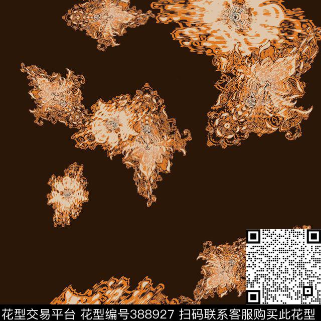 抽象大花定位流行传统印花华亿平台下载（图片编号: 388927） - 瓦栏（Walan）