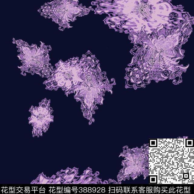 抽象大花定位流行传统印花华亿平台下载（图片编号: 388928） - 瓦栏（Walan）