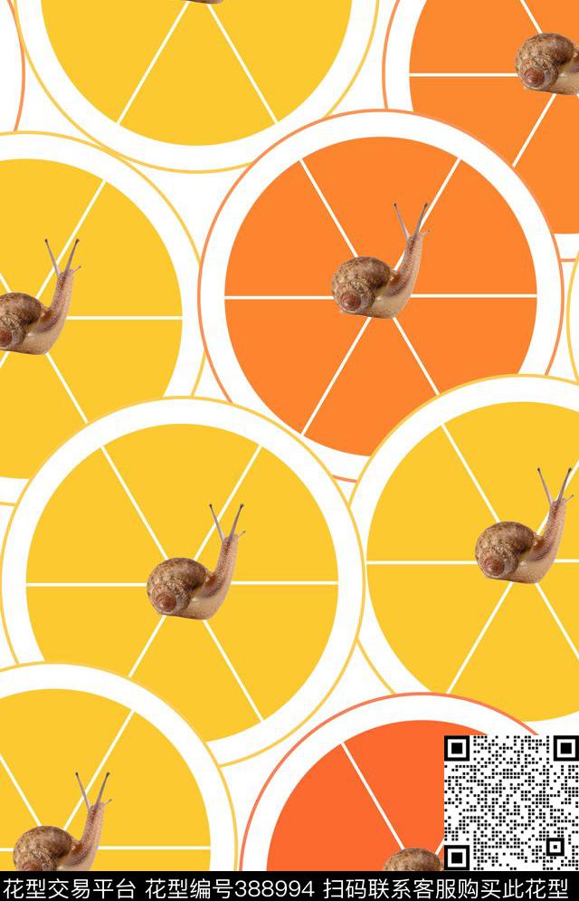 蜗牛写意动物印花数码印花华亿平台下载（图片编号: 388994） - 瓦栏（Walan）