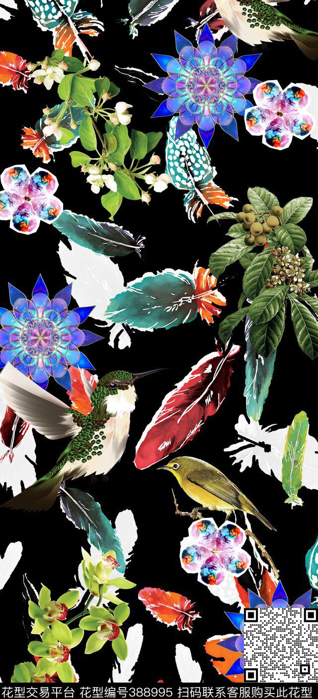 休闲羽毛古典复古华亿平台数码印花华亿平台下载（图片编号: 388995） - 瓦栏（Walan）