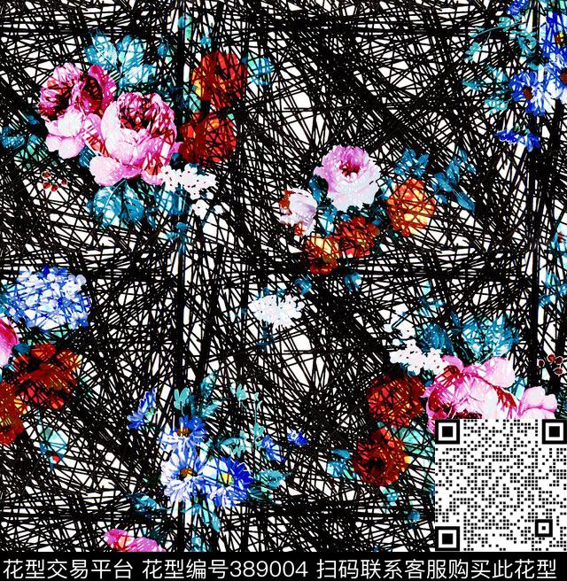 30*30.9cm\300dpi\tiff花卉几何流行时尚数码印花华亿平台下载（图片编号: 389004） - 瓦栏（Walan）