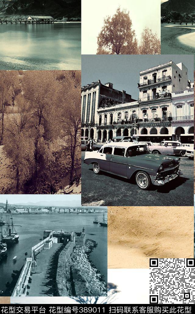 33.5*54cm\300dpi\tiff风景图片街景数码印花华亿平台下载（图片编号: 389011） - 瓦栏（Walan）