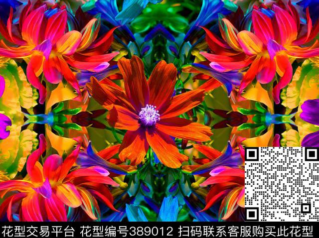 抽象花欧美数码印花华亿平台下载（图片编号: 389012） - 瓦栏（Walan）