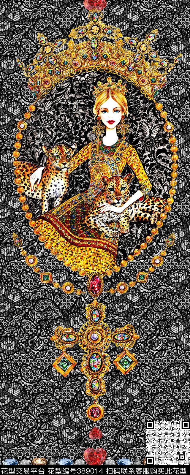 38*95cm\300dpi\tiff复古花卉数码印花华亿平台下载（图片编号: 389014） - 瓦栏（Walan）