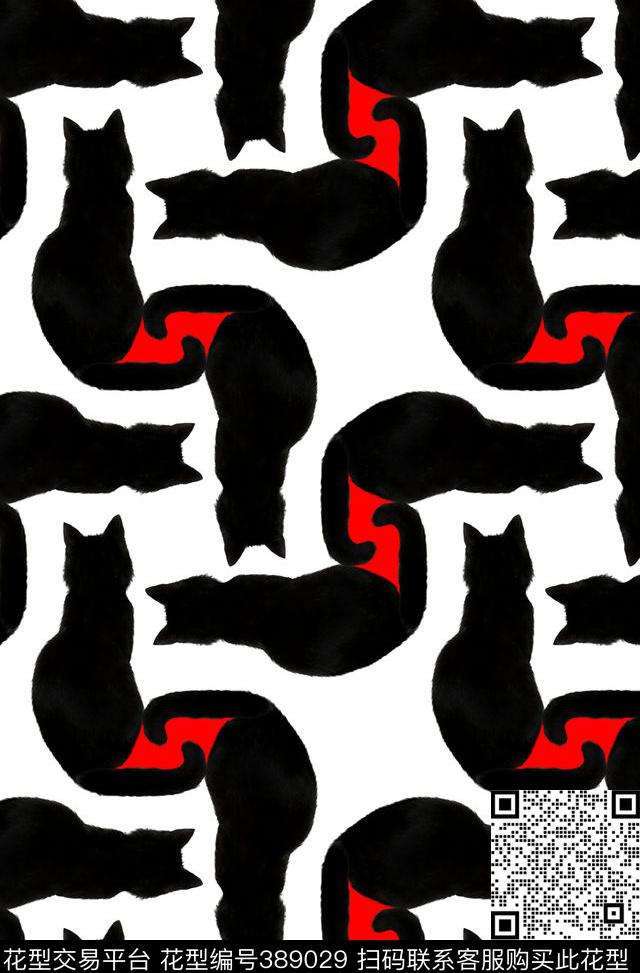 动物猫数码传统印花华亿平台下载（图片编号: 389029） - 瓦栏（Walan）