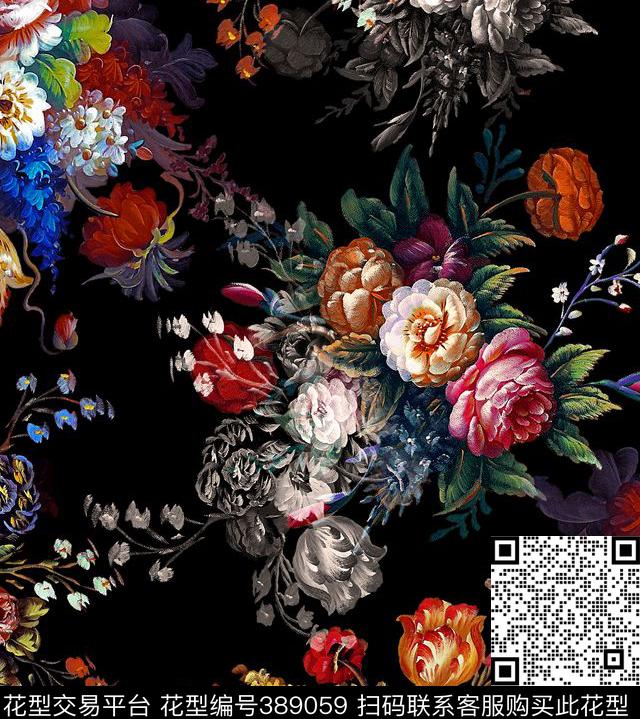 时尚花卉28*31.5cm\300dpi\tiff数码印花华亿平台下载（图片编号: 389059） - 瓦栏（Walan）