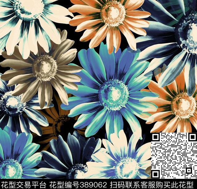 25.8*24.8\300dpi\tiff花卉田园数码印花华亿平台下载（图片编号: 389062） - 瓦栏（Walan）