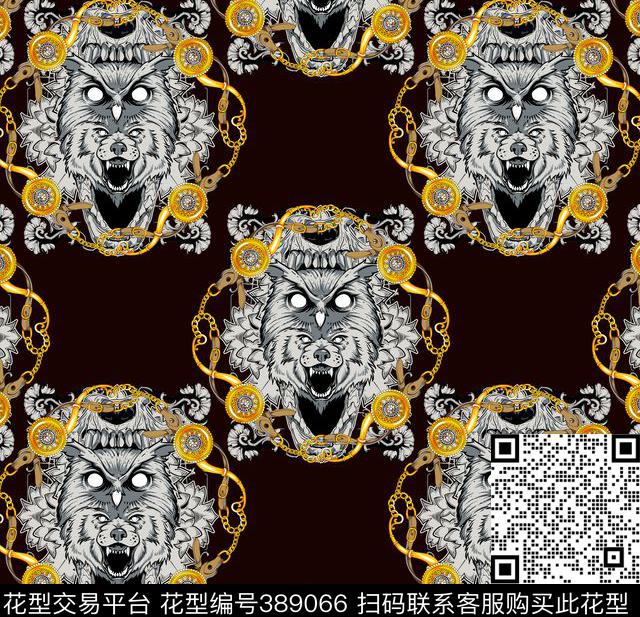 动物狼猫头鹰数码印花华亿平台下载（图片编号: 389066） - 瓦栏（Walan）