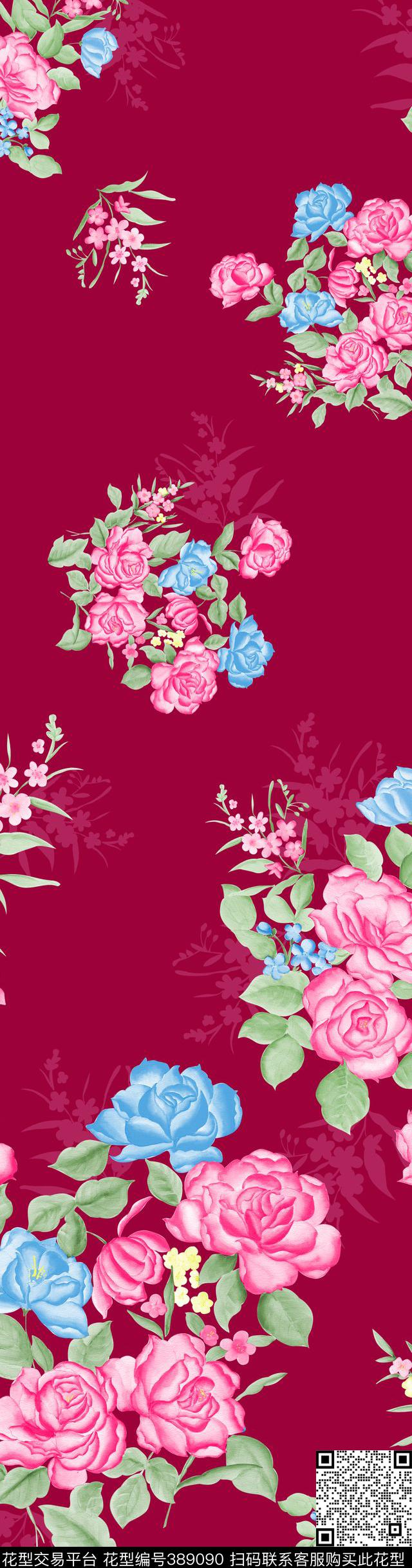花卉家纺转移数码印花华亿平台下载（图片编号: 389090） - 瓦栏（Walan）