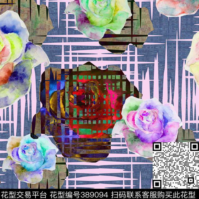 欧式复古花数码印花华亿平台下载（图片编号: 389094） - 瓦栏（Walan）