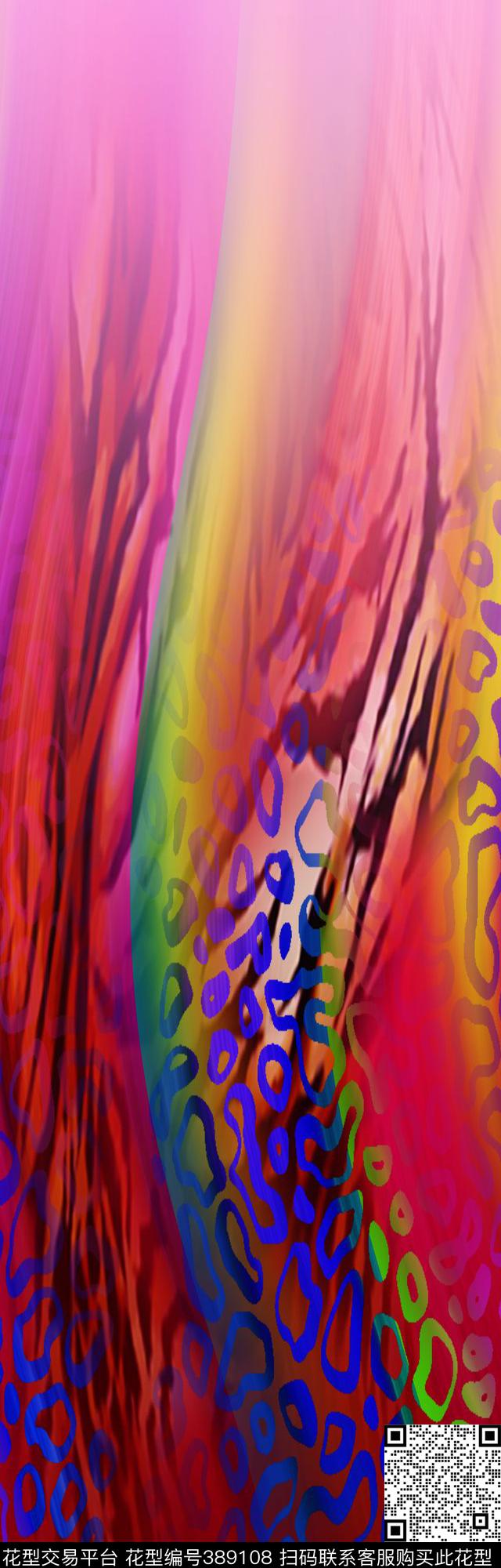 抽象花写意数码印花华亿平台下载（图片编号: 389108） - 瓦栏（Walan）