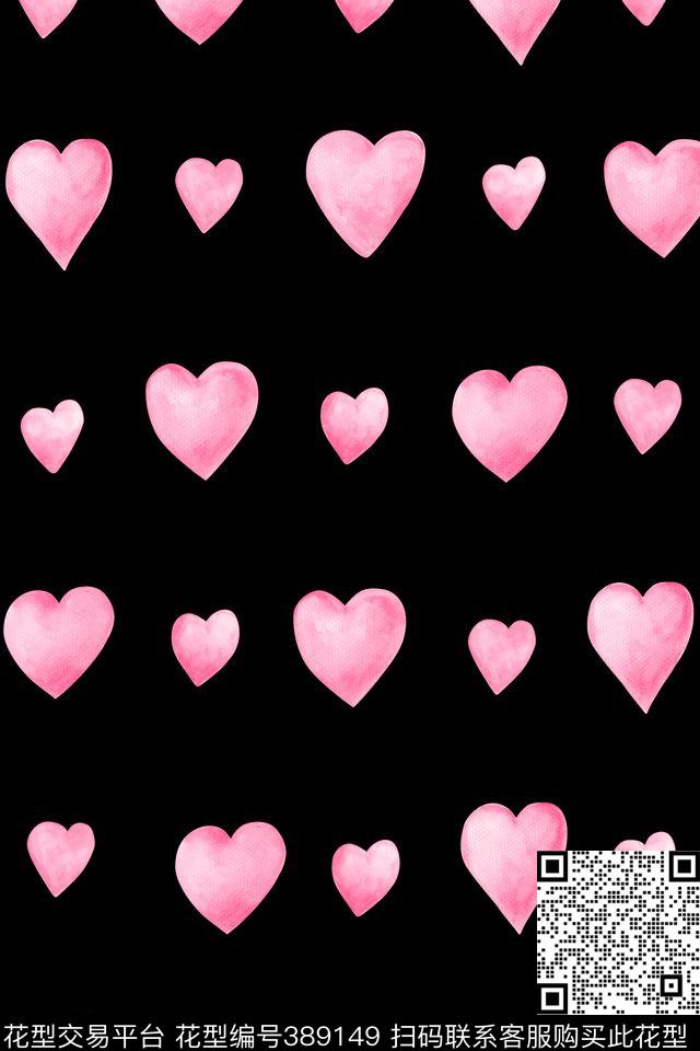 手绘水彩画心形传统印花华亿平台下载（图片编号: 389149） - 瓦栏（Walan）