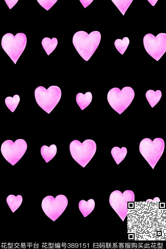 手绘水彩画心形传统印花华亿平台下载（图片编号: 389151） - 瓦栏（Walan）