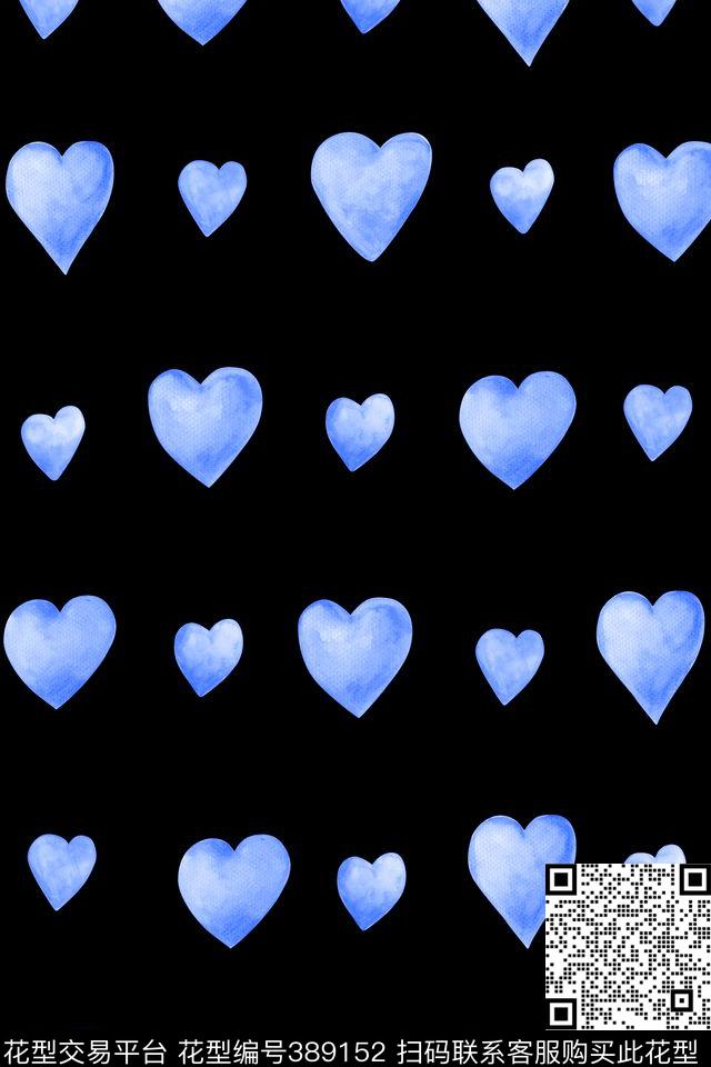 手绘水彩画心形传统印花华亿平台下载（图片编号: 389152） - 瓦栏（Walan）