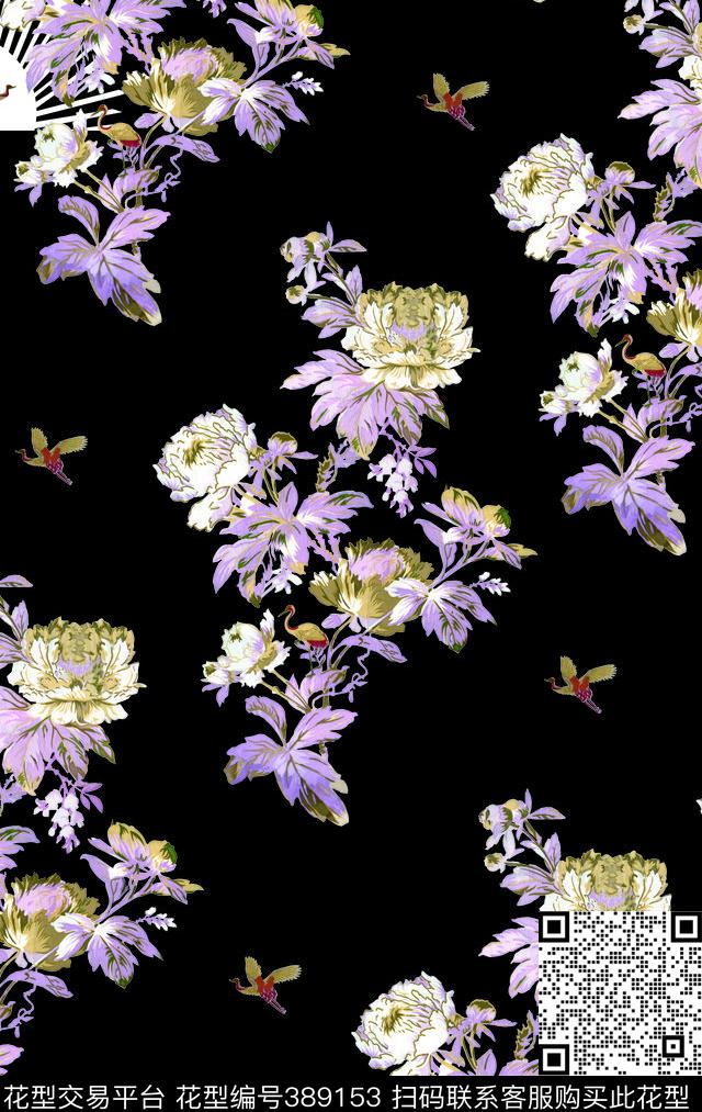 古典宫庭复古玫瑰花复古传统印花华亿平台下载（图片编号: 389153） - 瓦栏（Walan）