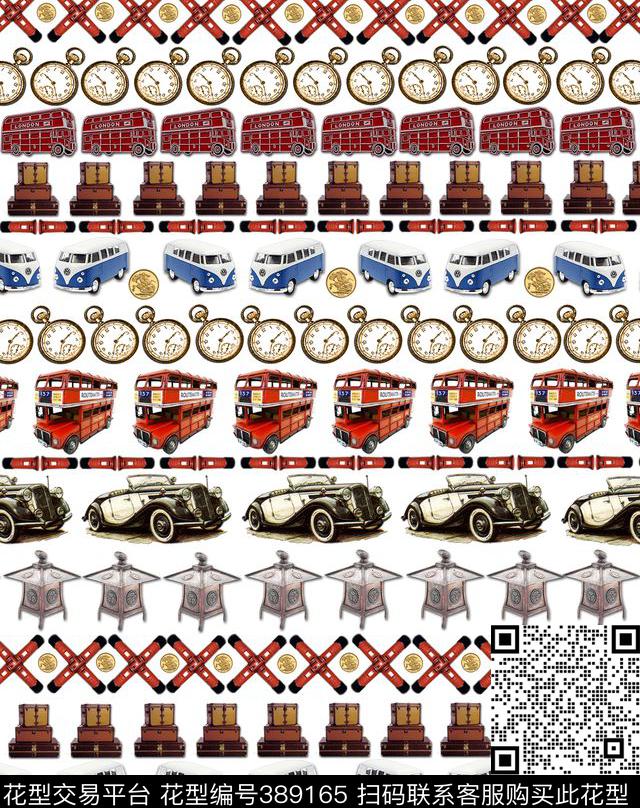 复古车复古元素趣味性数码印花华亿平台下载（图片编号: 389165） - 瓦栏（Walan）