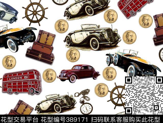 车复古交通工具数码印花华亿平台下载（图片编号: 389171） - 瓦栏（Walan）