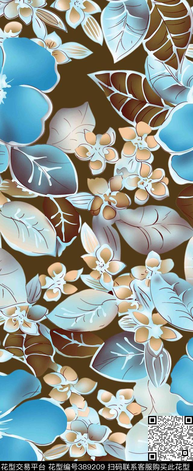 欧美水彩效果花卉传统印花华亿平台下载（图片编号: 389209） - 瓦栏（Walan）