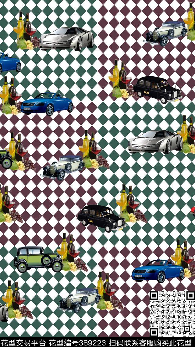 汽车写意线条、条纹、格子类数码印花华亿平台下载（图片编号: 389223） - 瓦栏（Walan）