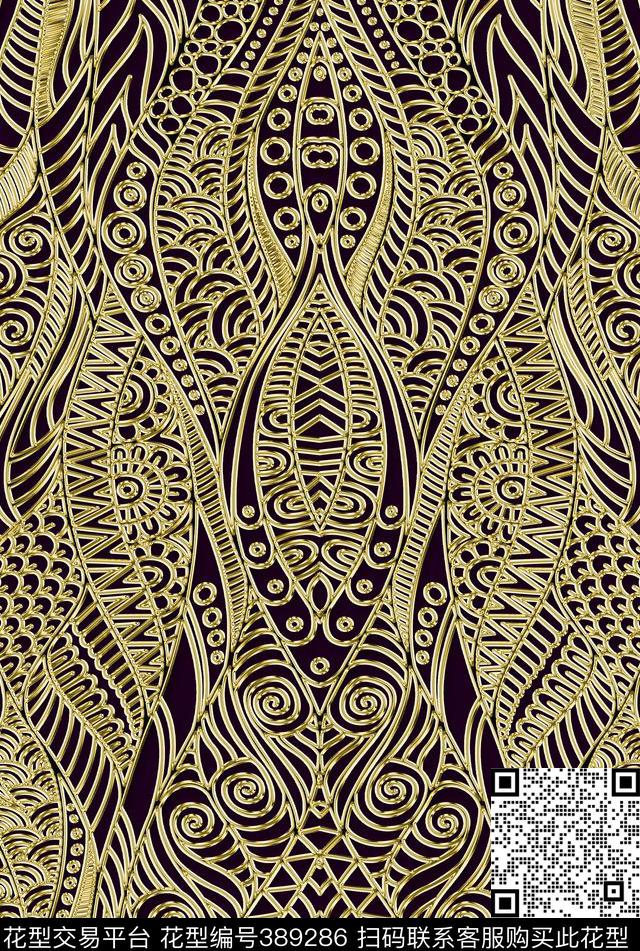 民族金属图案数码印花华亿平台下载（图片编号: 389286） - 瓦栏（Walan）
