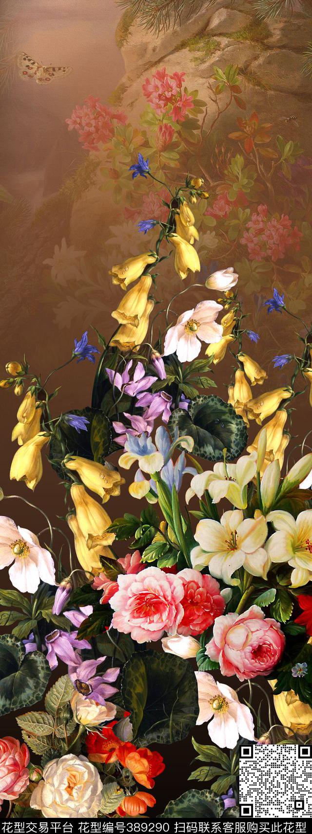花卉油画定位数码印花华亿平台下载（图片编号: 389290） - 瓦栏（Walan）