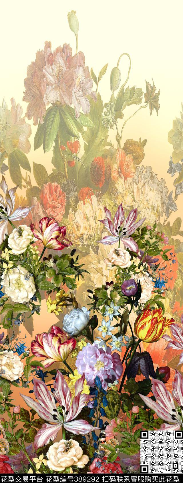 花卉定位中老年数码印花华亿平台下载（图片编号: 389292） - 瓦栏（Walan）