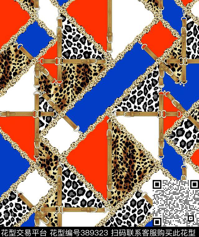 复古豹纹皮带几何30*35.7cm\300dpi\tiff数码印花华亿平台下载（图片编号: 389323） - 瓦栏（Walan）