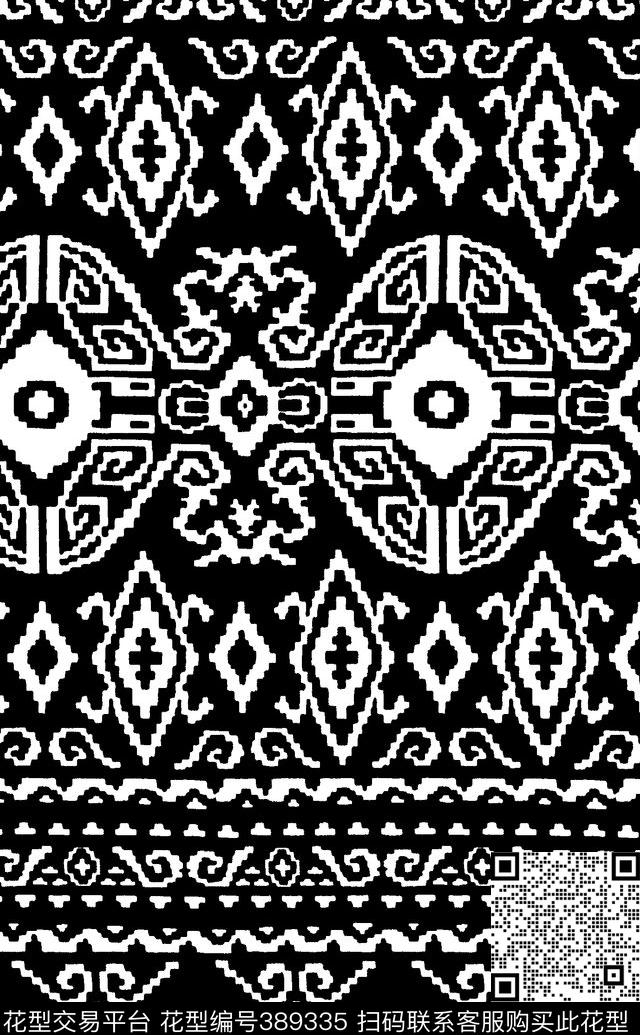 民族花纹黑白传统印花华亿平台下载（图片编号: 389335） - 瓦栏（Walan）