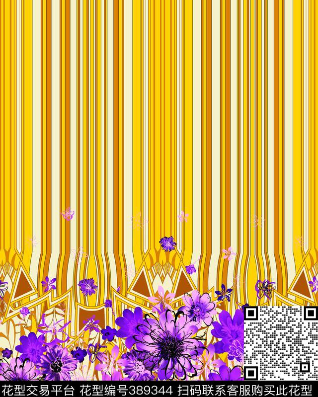 80*100cm\300dpi\tiff流行时尚线条花卉数码印花华亿平台下载（图片编号: 389344） - 瓦栏（Walan）