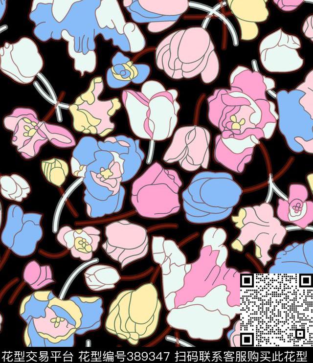 中国风花卉传统印花华亿平台下载（图片编号: 389347） - 瓦栏（Walan）