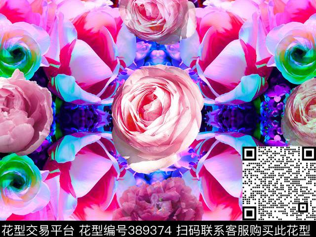 花菊花紫花数码印花华亿平台下载（图片编号: 389374） - 瓦栏（Walan）