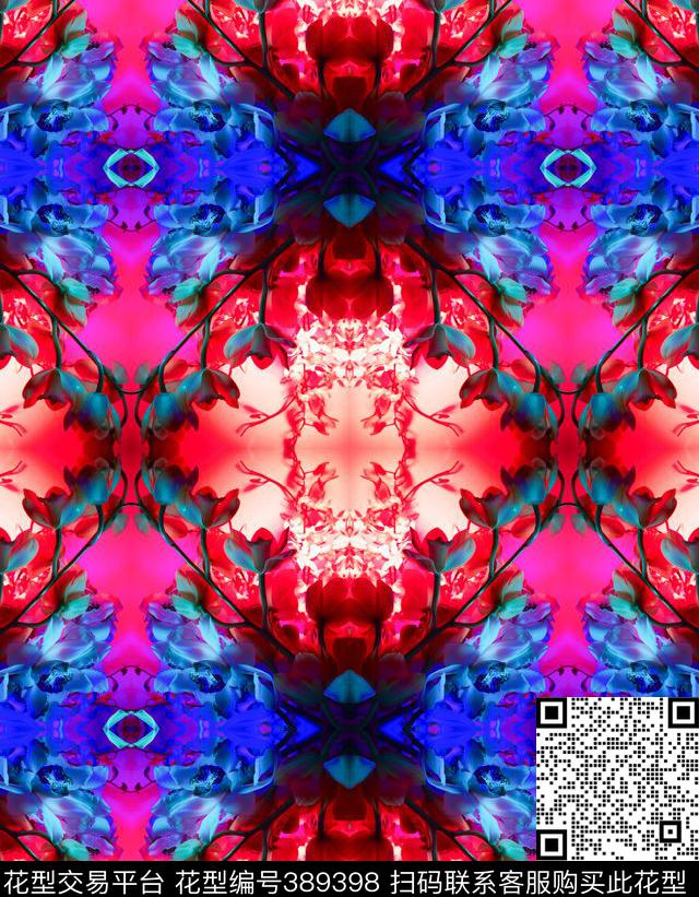几何花抽象数码印花华亿平台下载（图片编号: 389398） - 瓦栏（Walan）