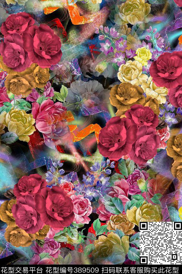 抽象机理条纹数码印花华亿平台下载（图片编号: 389509） - 瓦栏（Walan）