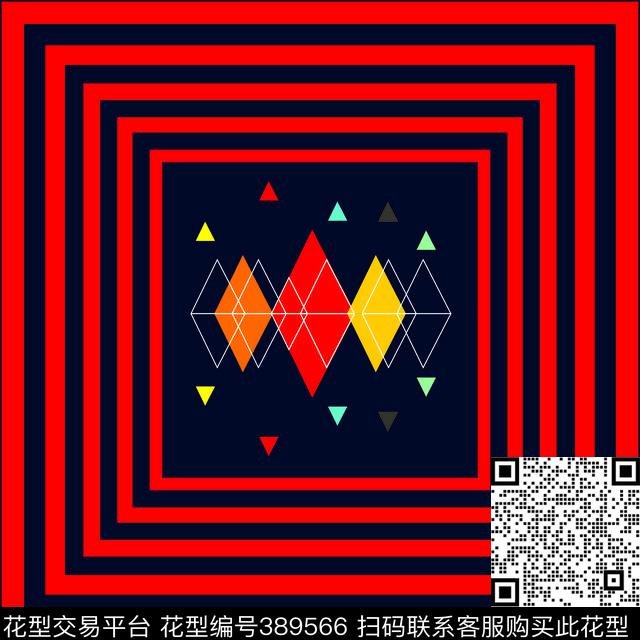 波普方格三角传统印花华亿平台下载（图片编号: 389566） - 瓦栏（Walan）