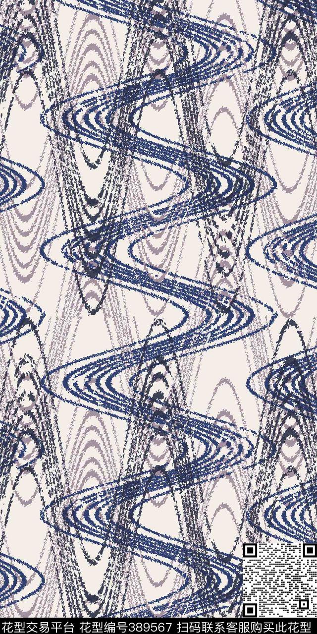 抽象线条几何流行数码印花华亿平台下载（图片编号: 389567） - 瓦栏（Walan）