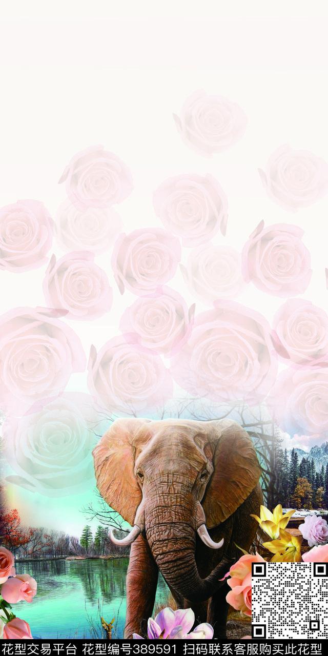 时尚象动物数码印花华亿平台下载（图片编号: 389591） - 瓦栏（Walan）