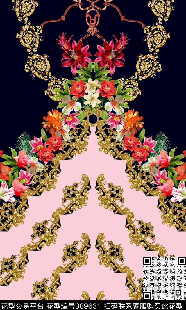 高端女装欧式花纹写实花朵数码印花华亿平台下载（图片编号: 389631） - 瓦栏（Walan）