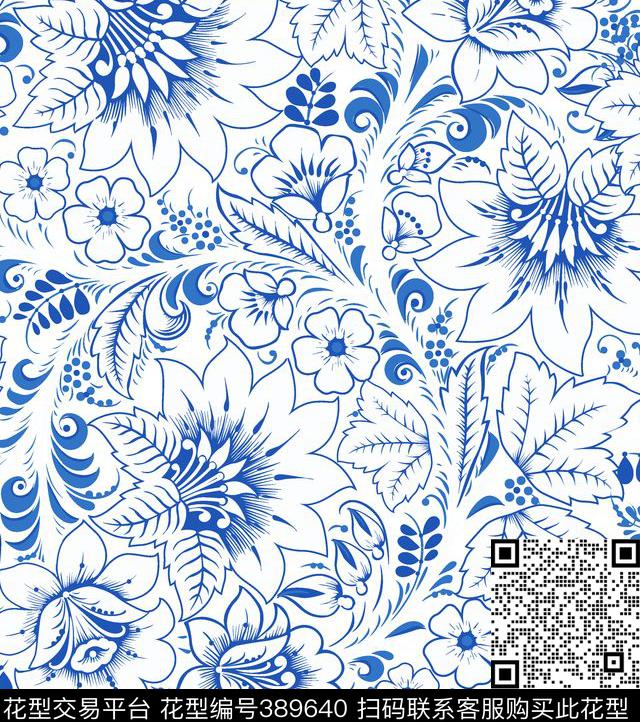 中国风花民族风传统印花华亿平台下载（图片编号: 389640） - 瓦栏（Walan）